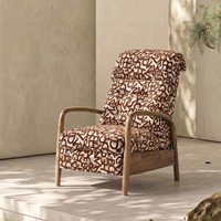 Nouveau fauteuil inclinable en tissu de luxe minimaliste moderne pour salon, fauteuil simple avec accoudoirs et pieds en bois pour la détente