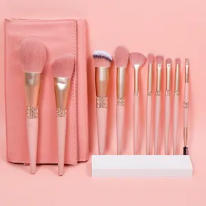 Girls Lovely Rose Gold 10pcs Brushes Makeup Pink Custom Make Up Brushes Vegan Makeup Brush Set