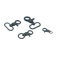 Mousqueton à ressort pivotant en alliage de zinc noir et acier inoxydable moulé sous pression, 1 pouce et 3/4 de pouce, avec base carrée, type « homard » pour animaux de compagnie