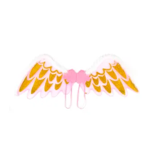 Factory Customization Party Costume Black White Demon Evil Angel Wings Gold Silver Glitters Feather-like Shape Nylon Angel Wings