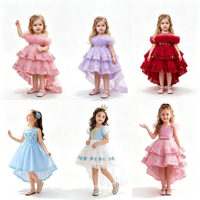 Robe d'été pour filles, robe élégante en maille à fleurs 3D, robe de mariée, costume de scène, robe de danse, vêtements pour filles
