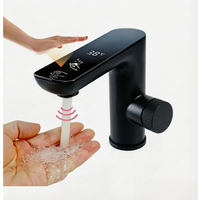 Distributeur de savon intelligent 2-en-1 avec capteur, finition dorée de couleur personnalisée, affichage numérique LED |   Mitigeur de lavabo monotrou sans contact