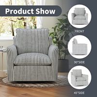 Fauteuil d'appoint carré pivotant INZOY de style moderne du milieu du siècle, avec dossier rembourré épais, ergonomique, gain de place, en tissu, pieds droits