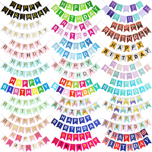 Venta al por mayor de fábrica, Bandera de cola de pez de <span class=keywords><strong>feliz</strong></span> cumpleaños, nuevas <span class=keywords><strong>letras</strong></span> en inglés, decoración de fiesta para niños y adultos, accesorios para globos de flores - Product Image 6