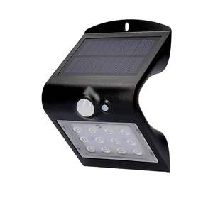 Lámpara solar recargable de 1,5 W y 220 lm, con sensor de presencia (2-6 m), color negro, ideal para iluminar jardines y exteriores. - Product Image 1