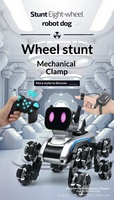 Robot chien électronique intelligent télécommandé à 8 roues avec lumières et musique, voiture de cascade RC pour enfants