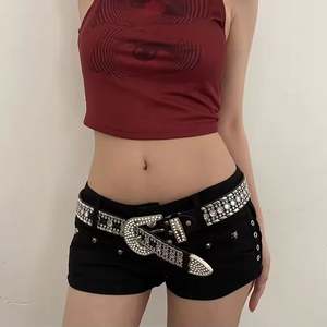 Ceinture western unisexe cloutée avec strass en cristal brillant Ceinture de cow-boy en diamant pour femme fabriquée à partir de peau de vache avec alliage pour boucle - Product Image 2