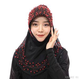 OEM Handmade Beaded <b>Islamic</b> <b>Clothing</b> Women's Scarves Muslim In-Stock Wholesale Ethnic Headscarves - Product Image 3