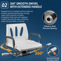 Chaise de douche et de bain AndCare AC358 pour personnes âgées, siège rotatif à 360 degrés, confortable, antidérapant, réglable, sécurité dans la salle de bain