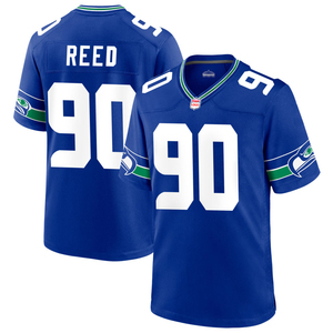 2026 Throwback Blauw Seattle Jersey Custom American Football Shirts Gestikte Geborduurde Jeugd Uniformen Sportkleding met Logo's - Product Image 6