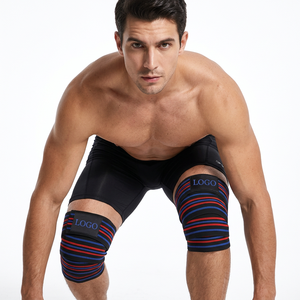 Wholesale Customizable Logo <b>Barbell</b> Knee Wraps Soft Lightweight Non-Slip Gym Training Equipment for Weightlifting Bodybuilding - Product Image 1