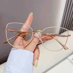 最新迷人猫眼防蓝光电脑女金属眼镜批发女眼镜片眼镜片7140