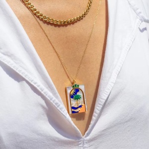 Vintage <span class=keywords><strong>Tarot</strong></span> Grote Vierkante Kaart Hanger Ketting Hart Oog Ketting Zon Maan Sterren - Product Image 2