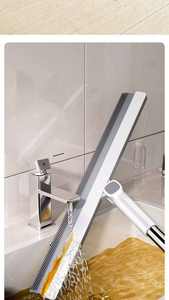 Grattoir de sol en silicone pour salle de bain, raclette de nettoyage domestique pour salle de bain, manche en plastique, double usage sec et humide - Product Image 2