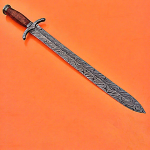 Espada larga decorativa vintage de acero de Damasco, hecha a mano, con mango de madera de palisandro y olivo, agarre texturizado, funda, colección de cosplay - Product Image 1