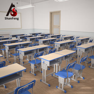 Preisgünstige Grundschul-Sets Verstellbarer Einzel-Schüler-Schreibtisch mit Stuhl und PP-Kante Schulmöbel Tisch und Stühle - Product Image 1
