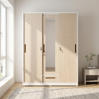 Lemari Pakaian Baja 3 Pintu Geser Modern untuk Rumah Apartemen Kantor Rumah Kamar Tidur dengan Cetak Pola Kustom Tahan Lama Terpasang untuk Hotel