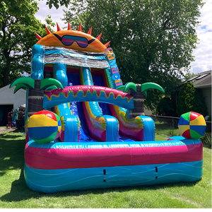 Tobogán Inflable <span class=keywords><strong>de</strong></span> Verano Sunshine Slide Hupfburg para Niños, Tobogán Acuático Inflable <span class=keywords><strong>de</strong></span> PVC <span class=keywords><strong>con</strong></span> <span class=keywords><strong>Piscina</strong></span> para Fiestas - Product Image 1