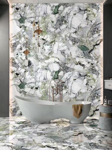 Carreaux de porcelaine de luxe Foshan, aspect marbre bleu brillant, grande dalle 750x1500, moderne, résistant aux acides, pour mur de salon, effet neige de rivière froide - Product Image 2