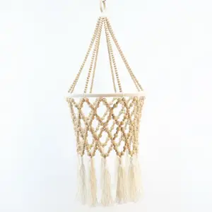 Hot Sale Hand-made Wooden Bead Lamp Shade Hanging Decoration Boho Style