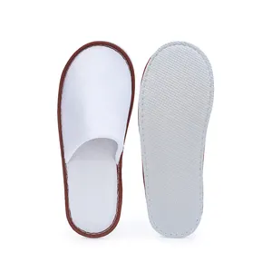 Customized Hospitality Disposable Slippers Disposable White Pleuche Hotel Slippers