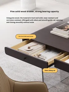 Tối giản hiện đại đơn giản gỗ rắn nhà văn phòng bàn ánh sáng sang trọng Ông Chủ viết máy tính bàn làm việc với thiết kế khói - Product Image 5