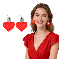 Boucles d'oreilles pendantes en forme de cœur en plastique LED alimentées par piles 2026 pour lumière rouge et rose, cadeau de Saint-Valentin, de mariage ou d'anniversaire