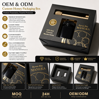 Caja de embalaje de tarro de miel Kraft marrón con logotipo de lámina de oro personalizada con ventana transparente de PVC