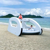 Bateau ponton gonflable en PVC avec moteur, plateforme flottante pour jeux aquatiques, idéal pour lac, mer et station balnéaire