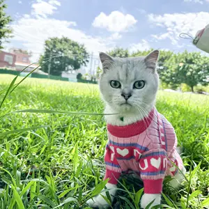 Suéter para cães e gatos, suéter quente para animais de estimação, rosa, pequeno, tamanho médio, para cães e gatos, roupas quentes para o Natal outono inverno