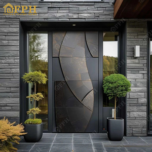 Ddp thiết kế sang trọng biệt thự lớn phía trước lối vào pivot cửa an ninh khắc đúc nhôm cửa trước - Product Image 6