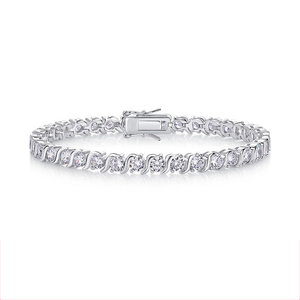 Nouveaux Bracelets et Joncs de Luxe en Moissanite, Plaqué Or 14K, Moissanite 3.0mm, <span class=keywords><strong>Bracelet</strong></span> Tennis à Motif Vague Entièrement Sertie de Diamants <span class=keywords><strong>pour</strong></span> Femmes et Hommes - Product Image 1
