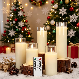 Bougie LED en verre à piles, bougie sans flamme réaliste à effet vacillant pour mariage, Noël, <span class=keywords><strong>Halloween</strong></span>, anniversaire, décoration de la maison - Product Image 5