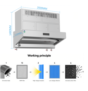 <span class=keywords><strong>Campana</strong></span> Extractora <span class=keywords><strong>de</strong></span> Grasa para Cocina Industrial <span class=keywords><strong>con</strong></span> Bomba <span class=keywords><strong>de</strong></span> Agua Integrada, Tanque <span class=keywords><strong>de</strong></span> Prefiltro y Precipitador Electrostático para Estaciones <span class=keywords><strong>de</strong></span> Barbacoa y Wok - Product Image 1