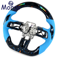 Setir Kemudi LED Serat Karbon Forged Biru Berkualitas Tinggi Khusus untuk Ford Mustang GT/GT500/GT350 2015-2023