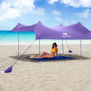 เต็นท์ชายหาดแบบพกพาพร้อมกระเป๋าถือเต็นท์ชายหาดป๊อปอัพ6คน UPF50 + Canopy Canopy Shade