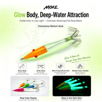 Moke Fishing – Leurre artificiel dur pour la pêche en mer, crevettes et calmars, lumineux UV, tube gonflable, pour eau salée