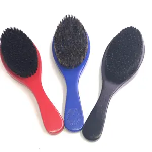 Escova de cabelo personalizada para homens, venda no atacado de escova de madeira profissional personalizada, cerda de javali 360, onda curvada, escova de cabelo para homens