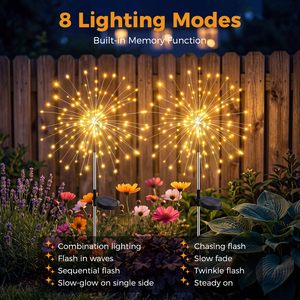ไฟ LED พลังงานแสงอาทิตย์กันน้ำ IP65 รูปแบบดอกไม้ไฟ สำหรับตกแต่งสวนกลางแจ้งในช่วงคริสต์มาส สร้างบรรยากาศหรูหรา - Product Image 3