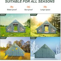 Tente de camping gonflable portable imperméable BOTEEN pour le glamping en plein air, tissu Oxford 420D, quatre saisons, deux chambres, salon