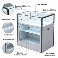 Ensemble de mobilier de présentation pour magasin de téléphonie mobile, comptoir d'exposition en verre pour téléphones, étagère murale pour accessoires, bureau d'accueil LED pour téléphones portables