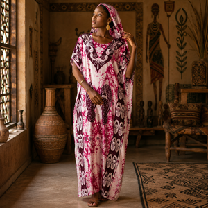 <span class=keywords><strong>Robe</strong></span> Kaftan Dashiki Africaine pour Femme, <span class=keywords><strong>Robe</strong></span> Longue Traditionnelle <span class=keywords><strong>Boubou</strong></span> avec Foulard Assorti, Imprimé <span class=keywords><strong>Bazin</strong></span>, Vêtement Islamique Ample - Product Image 2