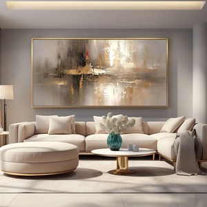 Grande peinture murale contemporaine abstraite silencieuse de l'aube sur toile, nature morte, paysage, pour la maison et la galerie - Product Image 3