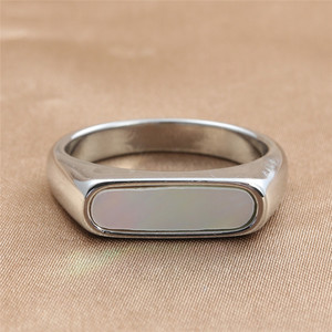yunnique <b>Titanium</b> Steel Rectangular <b>Ring</b> Black Onyx Inlay Women's Fashion Jewelry Gift Geometric Shape - Product Image 3