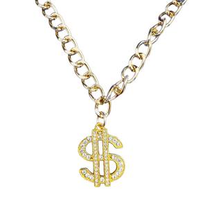 Collier pour animaux de compagnie style cubain, accessoires de bijouterie, chaîne en or avec pendentif dollar serti de diamants - Product Image 2