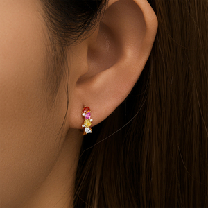 CANNER Boucles d'oreilles créoles Huggie en argent sterling 925 avec zircon incrusté couleur éclat de foudre - Product Image 4