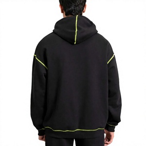 Sweat-shirt à capuche zippé pour homme Beazer Sports, coupe classique, couleur unie, en molleton, décontracté, 100% coton, anti-rétrécissement, vert fluo brodé - Product Image 5