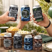 Manchon isotherme pliable en néoprène durable pour canette de bière 12 oz, avec logo personnalisé, motif géométrique, impression recto-verso, pour garder au frais