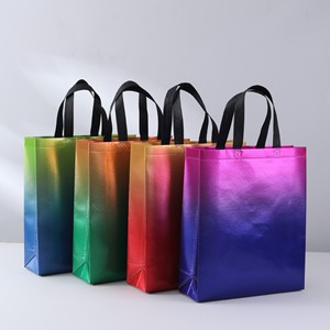 Xinsen Gradient Color Laser Coated Non Woven <b>Tote</b> <b>Bags</b> Customizable Printing General Packaging Shopping Gift <b>Bags</b> - Product Image 1