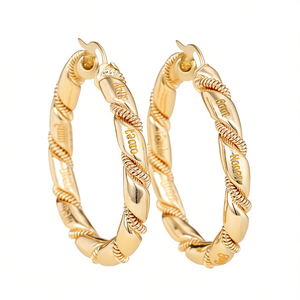 Orecchini a Cerchio in Oro con Design Intrecciato, Placcati in Oro 18K, Gioielli alla Moda, Accessori Eleganti per Donna, Pezzo Distintivo per Uso Quotidiano - Product Image 1